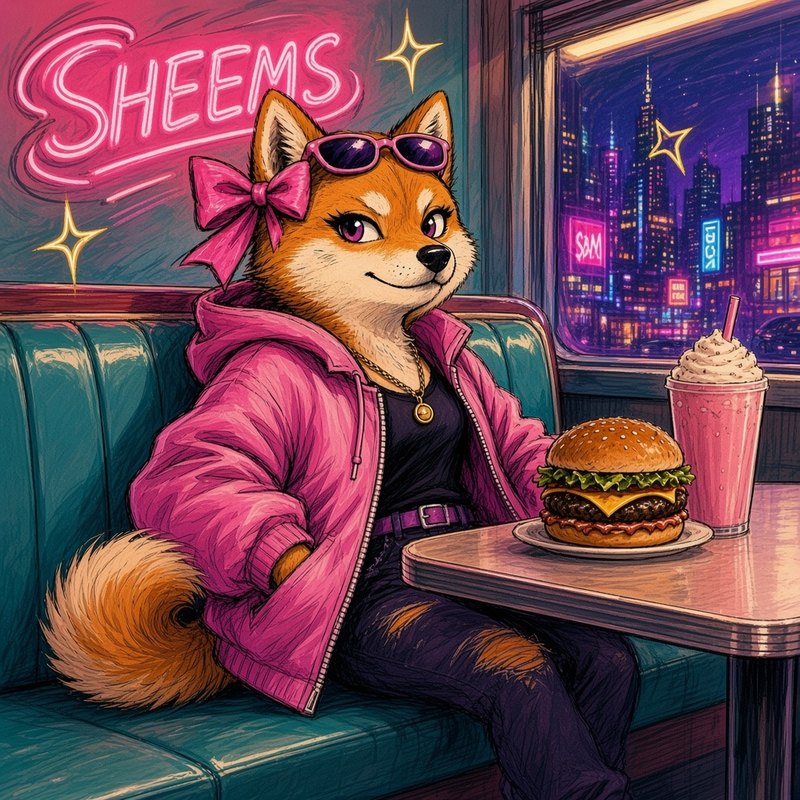 Sheems at a neon diner